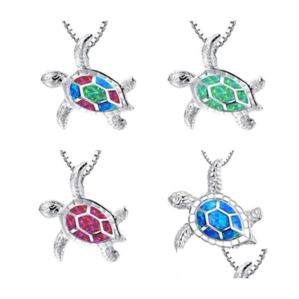 Подвесные ожерелья опальная черепаха Sier Chain Jewelry for Woman Gift Fashion Mite Drop Delive Pendants Dhcgm