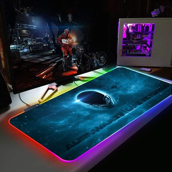 RESTS 900x400/350x600mm Anime Girl RGB Large Gaming Mouse Pad Alienware LED LELLING MOUSEPAD GAMER COMPUR DESK MAT PAD RGB MAT DECK