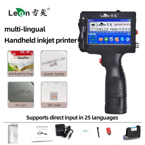 Impressoras de 12,7 mm Máquina de codificação portátil portátil portátil a jato de jato de tinta Data de tampa de tampa de garrafa de tampa de tampa inglesa russa