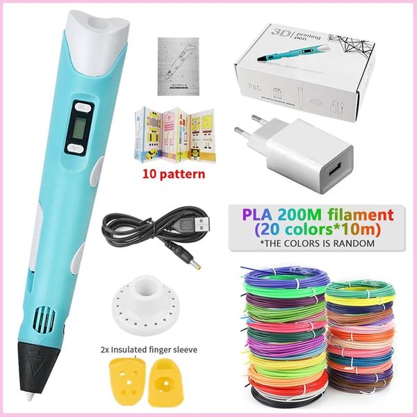 Digitalizando 2022 Novo conjunto 3D Pen 3D Caneta de impressão 3D Pen com Filamento Creative Toy for Child's Child's Christmas Birthday Presente