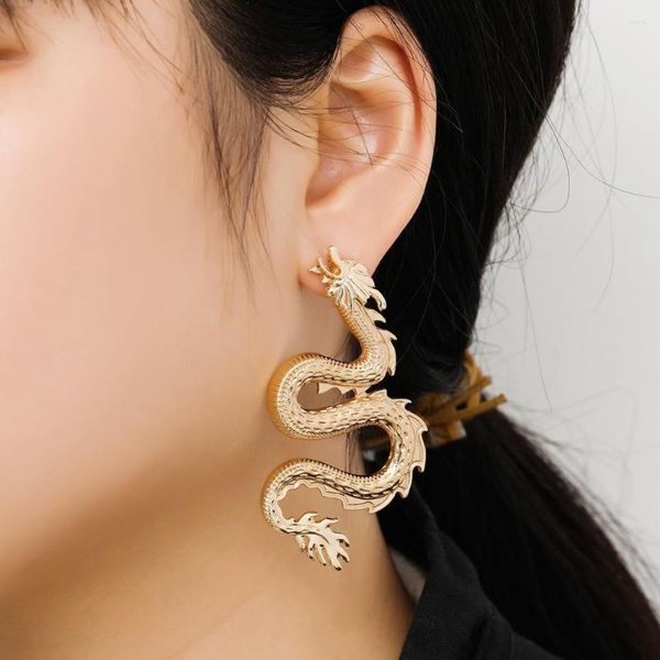 Orecchini pendenti Vintage stile cinese Dragon Stud per donna2023 Trendy Punk Personality Animal Totem Statement Jewelry Gift