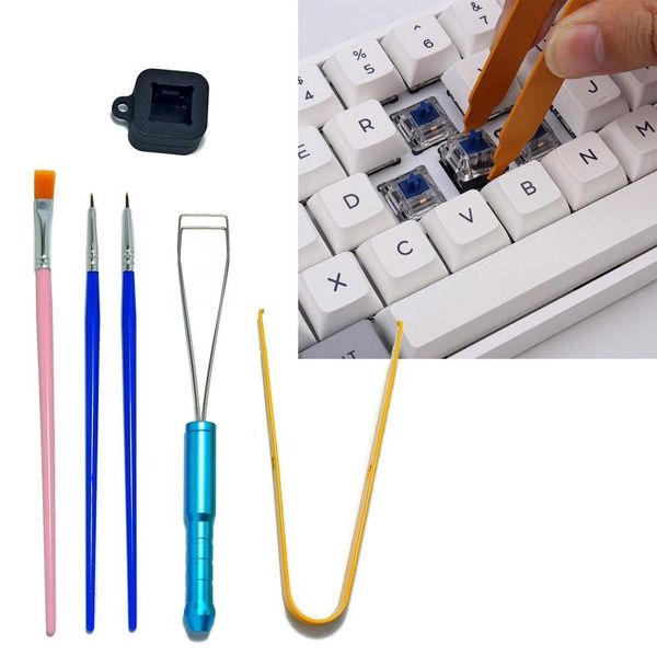 Accessoires Switch Schmierstation 6PCs mit Schalteröffnungsklemme Taste Mechanische Tastatur Schmierstift Kit zum Schmelzen von Kirschtastatur