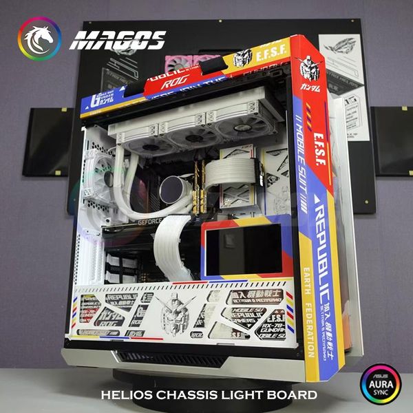 Resfriamento RGB Painel de luz Backplace Dynamic Display Para ASUS ROG Strix Helios Case PC Gamer DIY LED Decoração de estojo de computador 5V M/B SYNC