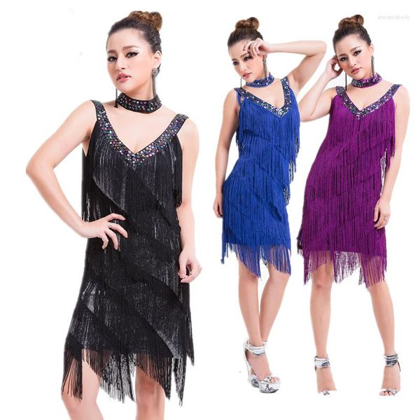 Vestido latino de flapper do Stage Wear Ladies 1920 GATSBY FESTO CHARLESTON FRINGE SALSA DANCE DE DANÇA DE PERFORMA