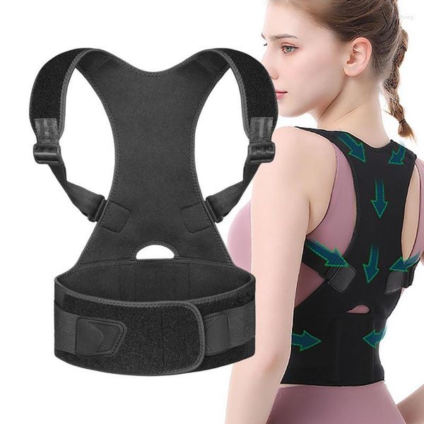 Apoie a cintura Back Brace para Posture Respirável Corretor de ombro Mulheres e homens com alisadores ajustáveis