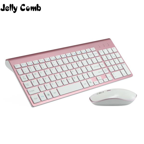 Combos Jelly Comb 2,4 G kabelloser Tastatur- und Mauskamm, volle Größe, 102 Tasten, geräuscharme USB-Funktastatur und Maus für Laptop, Computer, PC