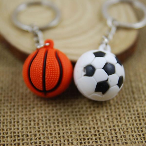 Keychains 10pcs/lote Basquete Futeboll Keychain Key Ring Anel flexível Chave de futebol portachiavi Chaveiro