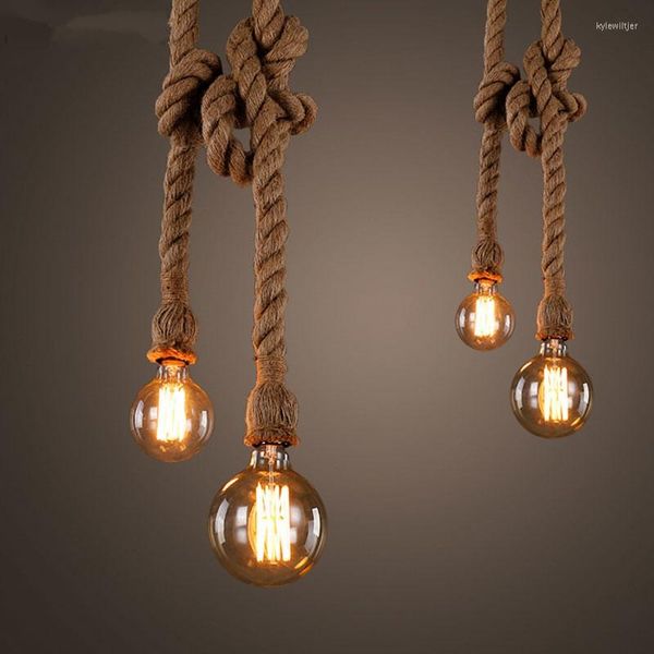 Pendelleuchten Nordic Rope Hängeleuchte Retro Loft Küchenarmaturen Hängelampe für Wohnzimmer Home Industrial Lighting Dekor Leuchte