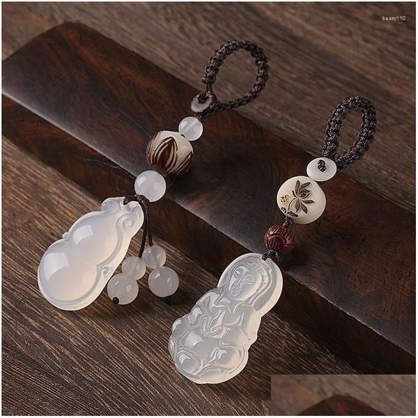 Keychains Bedanyards étnicos entusiasmo guan guan yin buda redonda pingente chaveiro mulheres pixiu bodhi lotus titular do anel de chave espiritual me dhrkh