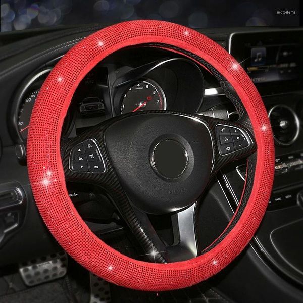 Coprivolante XWH Accessori per volante ricoperti di strass di diamanti per auto di lusso in cristallo rosso