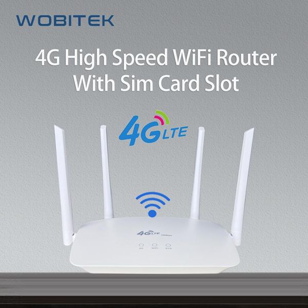Маршрутизаторы Wobitek 4G LTE Wi -Fi Интернет -маршрутизатор с SIM -картой разблокированной беспроводной 300 Мбит / с внешней антенной локальной локальной локальной лока