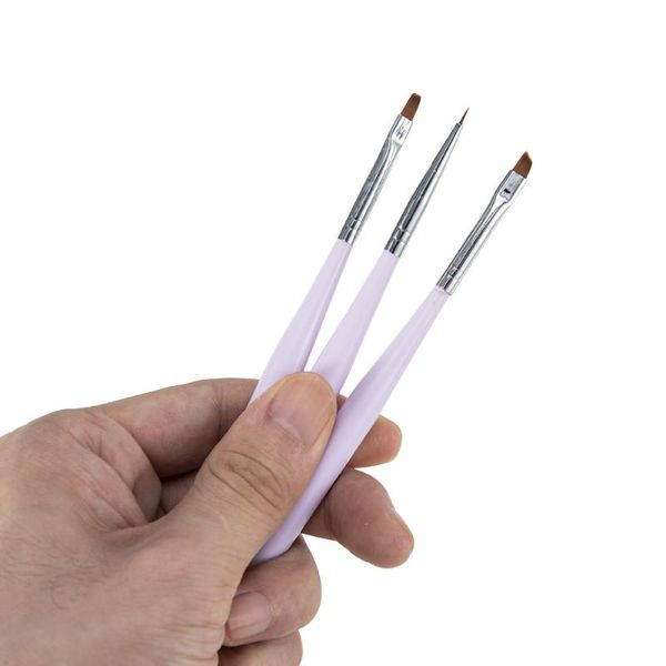 Tırnak fırçaları 3pcs/set mor akrilik sanat uv jel cila boyama çizim çizme astar kalem kiti dotting tasarım vernikler manikür araçları fırça
