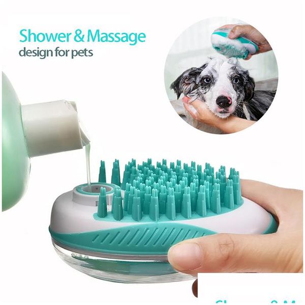 Pettini per toelettatura per cani Animali domestici Spazzola da bagno Pet Spa Mas Pettine Doccia per gatti Detergente per capelli Gatti Spazzole in schiuma ricca Cani Prodotti per la pulizia Zl1305 Dro Dhbd8