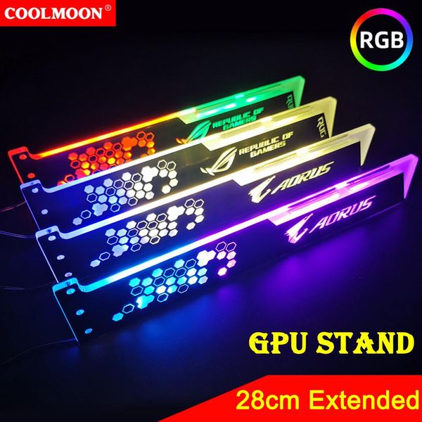 Cooling Coolmoon 28 cm erweiterte Grafikkarte Unterstützung 5V 4Pin RGB GPU Halter Bracket Rahmen Rahmen Rahmen Stand COMPURSCHAFT LICHT BEISE