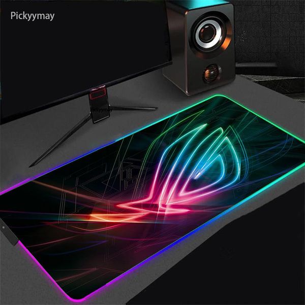 Descansa led gaming mouse pad asus rgb backlight grande pc gabinete gamer mousepad mause teclado do computador tapete de mesa mausepad acessórios