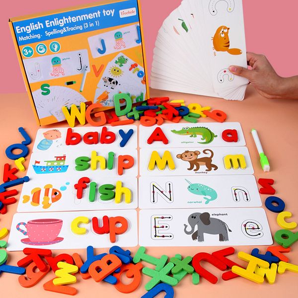 Sussidi didattici dell'Illuminismo inglese Parole di ortografia per bambini, Descrizione di lettere inglesi, Giocattoli di puzzle cognitivi