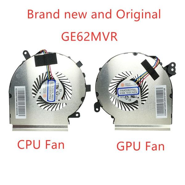 Pads Новое охлаждение процессора GPU Cooling Fan Cooler для MSI GE62MVR GE72MVR 7RG AAVID Thermalloy PAAD06015SL 0,55A 5VDC N374 N376 4PIN