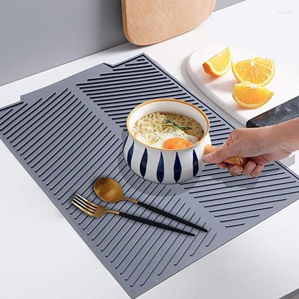 Tapetes de mesa cozinha silicone dren storage prato copo copo de secagem bandeja de bandeja não deslizamento para utensílios de mesa anti-escaldado Potholder Placemat