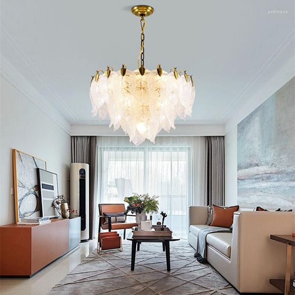 Lustres francês Tree de luxo forma de vidro Candelador de teto para sala de estar Villa redonda iluminação interna Lâmpada decorativa