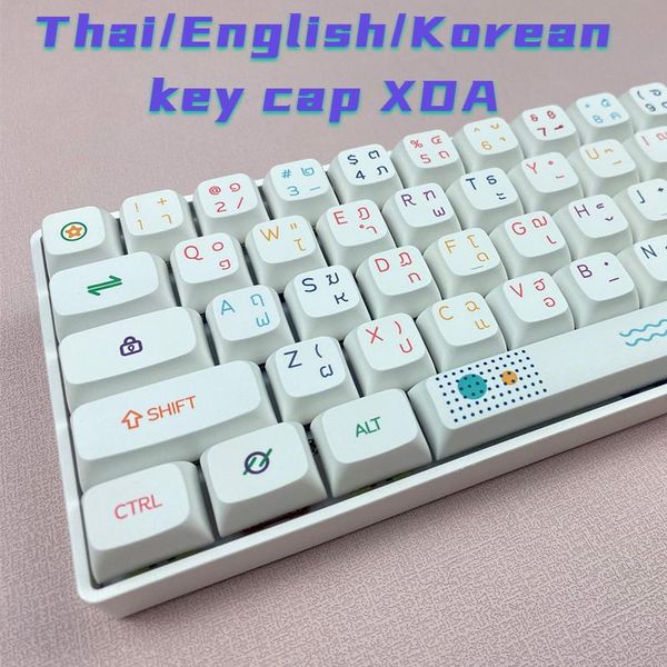 Комбинированные колпачки для клавиш из PBT с неоновой подсветкой для тайских, английских, корейских колпачков для клавиш XDA, сублимационная совместимость с клавиатурой 61/64/84/87/98/104/127