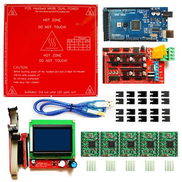 Scan -Rep -Rampen 1.4 Kit mit MEGA 2560 R3 + Ramps 1.4 Controller Board + Heatebed MK2B + 12864 LCD -Controller + A4988 für 3D -Drucker