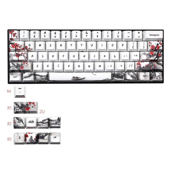 Zubehör 71 Tasten Wangjiang Plum Blossom Keycap Dye Sublimation OEM Profil mechanische Tastatur Keycap für GH60 XD64 DZ60 GK61 GK64