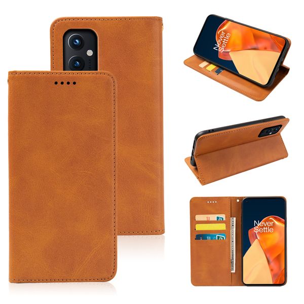 Capa de telefone de couro para OnePlus 9R Nord CE 5G Core Edition N200 5G 9RT 10 Pro 5G ACE 2V Nord 3 2 Pro 10T CE3 lite Capa flip carteira de couro com suporte para cartão