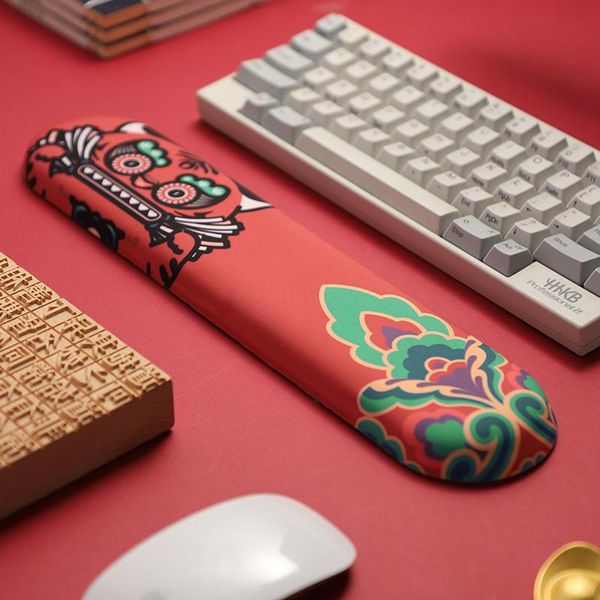 Ruht Tastatur-Handballenauflage mit Mauspad, Mäusematte, Mause-Tiger-Thema, rote Farbe, 36 cm, 44 cm, langsamer Rückprall, rutschfest, für Spiel, PC, Büro, Geschenk