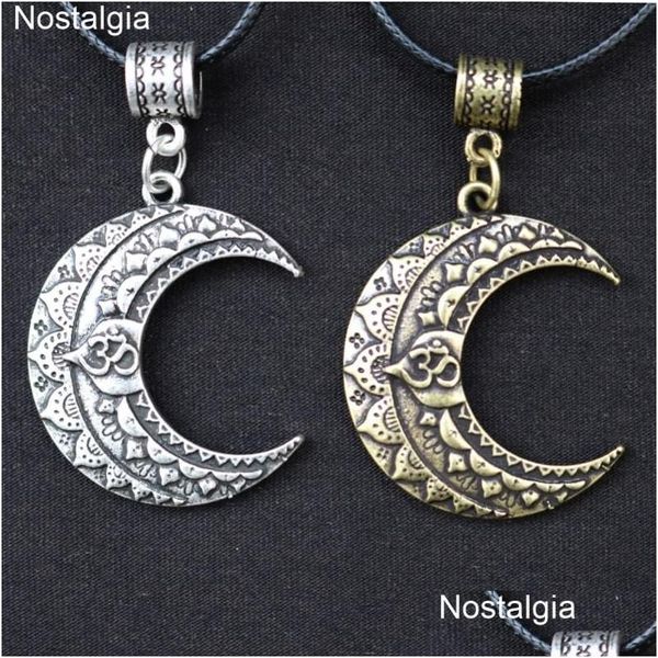 Collane con ciondolo Nostal Om Yoga Moon Collana Wicca Gioielli pagani Mandala Fiore di loto Gioielli spirituali Stregoneria Drop Delivery Pe Dhxs5