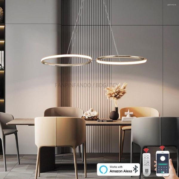 Kronleuchter Moderne Für Esszimmer Chrom Vergoldung Led Kronleuchter Restaurant Insel Anhänger Lampe Glanz Tuya/APP Steuerung