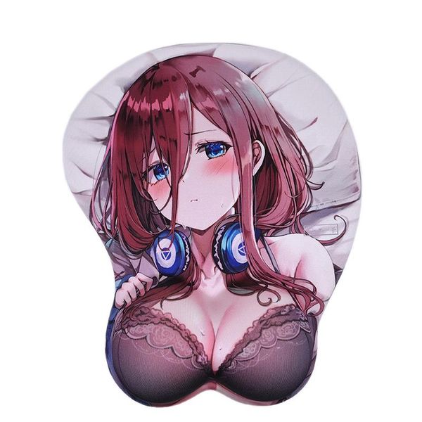 Almofadas Sexy Mouse Pad Sovawin para os quintuplos quintessenciais Nakano Anime 3D Peito Mousepad Descanso de Pulso Silicone Creative Mouse Mat