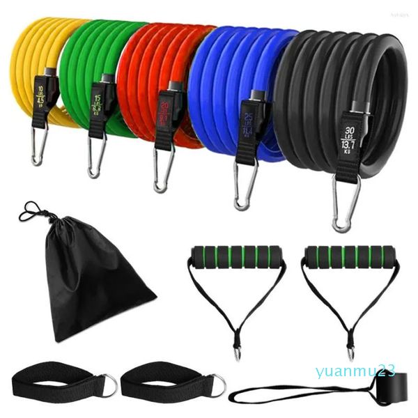 Bandas de resistência 11 PCS Tubo Elastic Exerche Set Expander Fitness Branco de borracha Pull Rope Gym Training Equipment