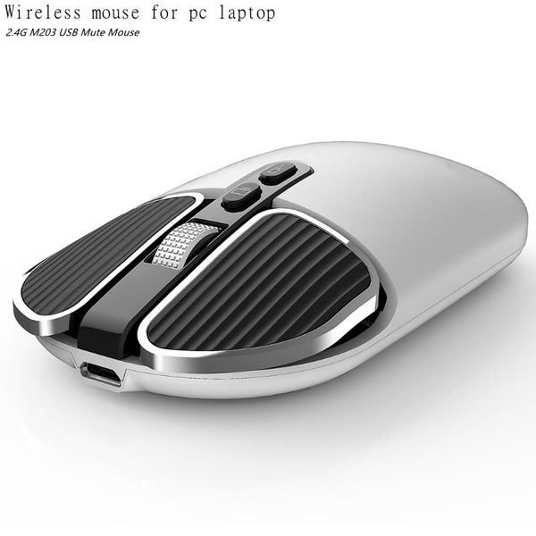 Gadgets Drahtlose Maus für PC Laptop 2,4 g M203 USB Stummschaltung Maus Ergonomie Optische Maus Metallrollenmaus Einstellbar Souris Sans Fil