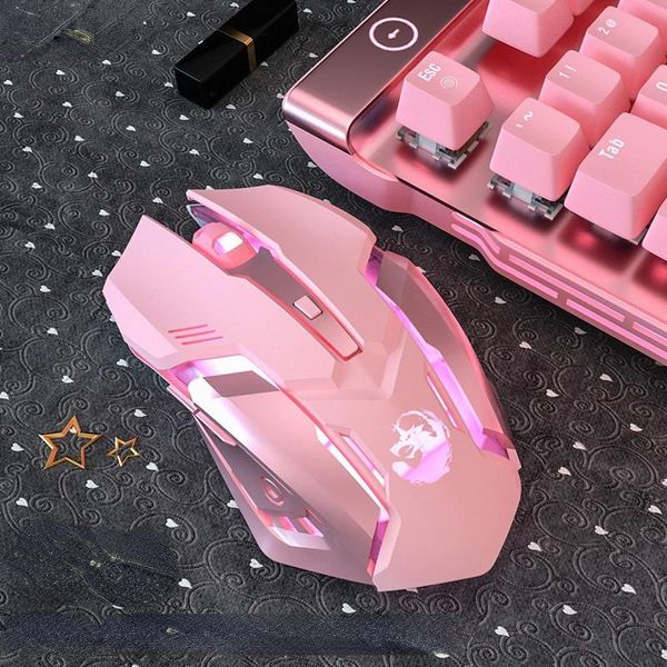 COMBOS Bluetooth wireless mouse rosa ricarica topi silenziosi ergonomici 2.4g in modalità doppia modalità USB Massa ottica LED Topi giocatori retroilluminati per PC Girl