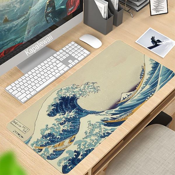 Descansa grande onda fora da arte grande tamanho gaming mouse pad de borracha natural pc computador gaming mousepad tapete de mesa bloqueio borda para csgo lol