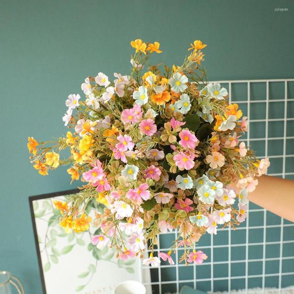 Dekoratif çiçekler 33cm yapay kar kiraz çiçeği çiçek sahte düğün yeşil bitki el sanatları ins buket