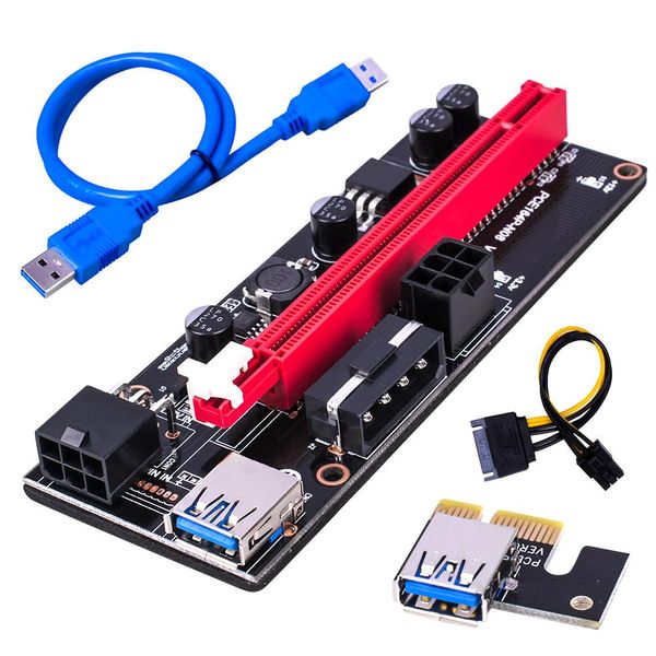 Adapter ver 009S plus weißer PCIe 1x bis 16x Ler Riser Card Gold USB Extender PCI Express -Adapter 60 cm USB 3.0 Kabelstrom