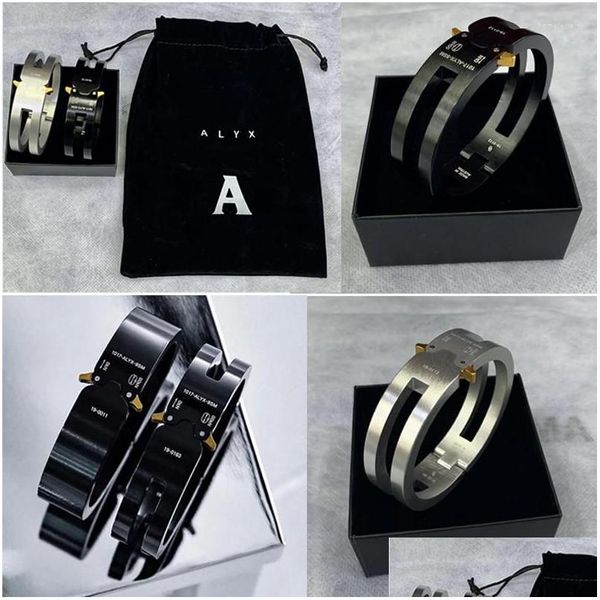 Pulseiras de elo de corrente Hip Hop Moda Rollercoaster Pista Alyx Pulseira de liga de alumínio Mulheres Homens Casais Unissex Jóias Bangles Com Dhvtc