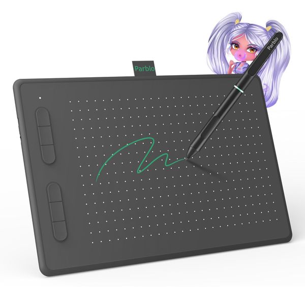 Tablets parblo ninos n10b 10*6,25 polegadas Tablets digitais Graphics Desenho de caneta OSU Pen Tablet projetado para iniciantes e crianças
