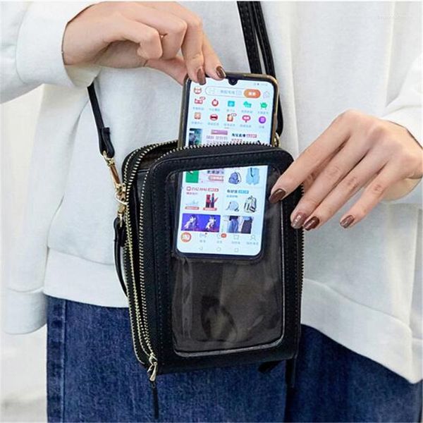 Вечерние сумки прозрачный карман смартфона для женщин Touchable Cell Mini Mobile Bag Женский плеч