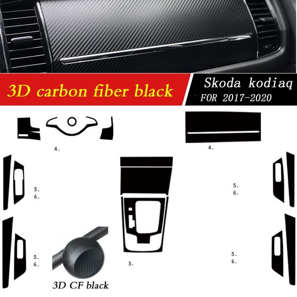 Auto-Styling 3D 5D Carbon Faser Auto Interior Center Konsole Farbe Ändern Form Aufkleber Aufkleber Für Skoda Kodiaq 2017-2020