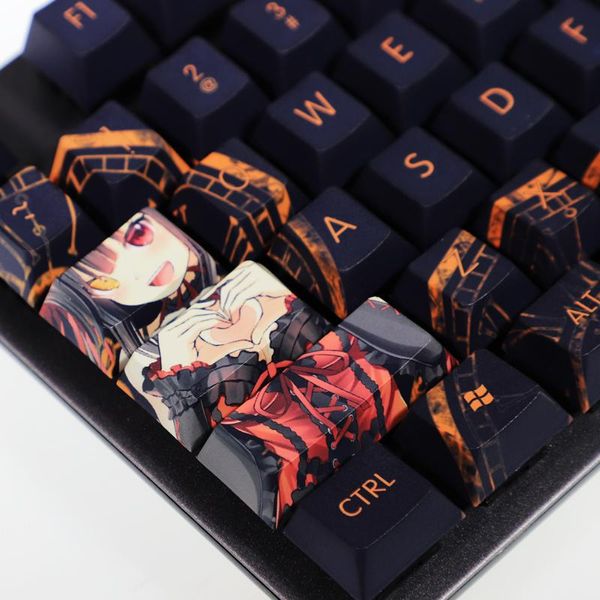 Combos 1 Set PBT 5 Seiten Farbstoffsublimation Tastenkappen Cartoon Anime Tastenkappen für DATE A LIVE ANSI Layout mechanische Tastatur Tastenkappe