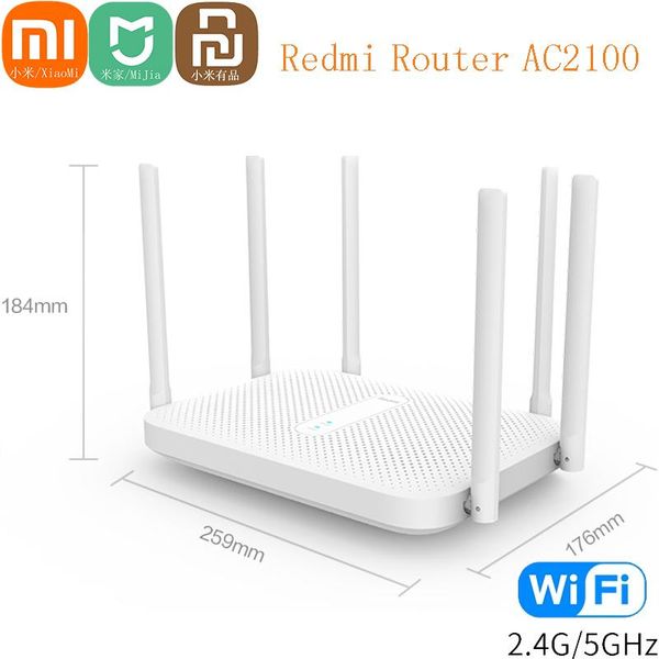 Roteadores xiaomi Redmi Router AC2100 Gigabit 2.4G 5,0 GHz fortalece a banda dupla 20333Mbps WIFI Repeater 6 Antenas de alto ganho