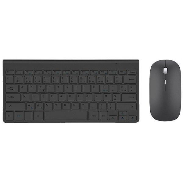 Combos Teclado Francês Sem Fio Mouse Ultra Slim Multimídia Teclado Mouse Combo Baixo Ruído para Laptop Desktop Windows Smart TV