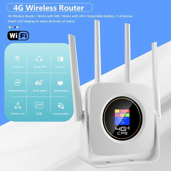 Roteadores cpe904w Rede de alta velocidade de alta velocidade 3000mAh Bateria LTE Modem 3G Router Wi -Fi USB 4G com slot SIM Slot WiFi portátil Hotspot LCD Display