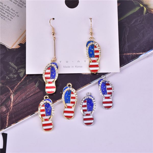 10шт/Лот Америка Америка USA Slippers Metal Charms Симпатичные браслеты для сережек для ювелирных изделий для изготовления массовых предметов оптовые участки