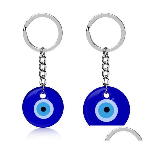 Schlüsselanhänger Türkisch Blau Evil Eye Schlüsselanhänger Charms Anhänger Bastelglas mit Schlüsselring Hängende Ornamente Schmuckzubehör Amet für G Dhwgc