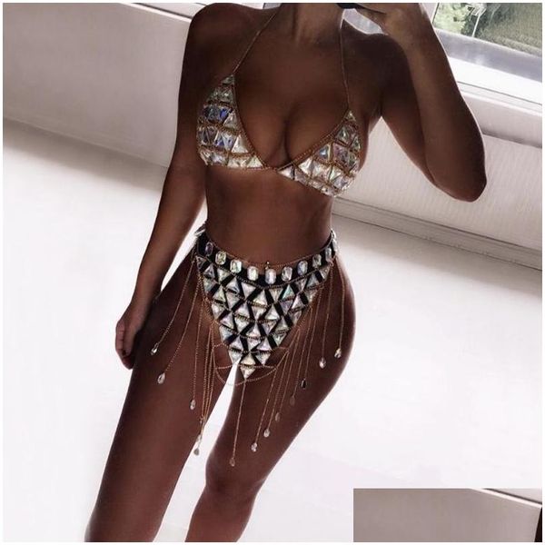 Andere Sexy Bikini BH Strass Körperkette Mode Frauen Taille Gürtel Sommer Wassertropfen Urlaub Kleid Lieferung Schmuck Dh1Du