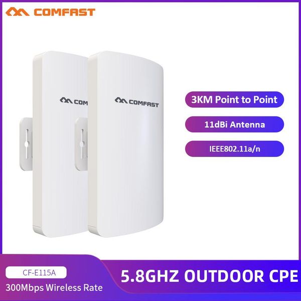 Router 2pcs cfe115a 3 km a lungo raggio CPE esterno 300 Mbps 5ghz Riceater wireless Extender Access Point AP Wifi Bridge Client Router