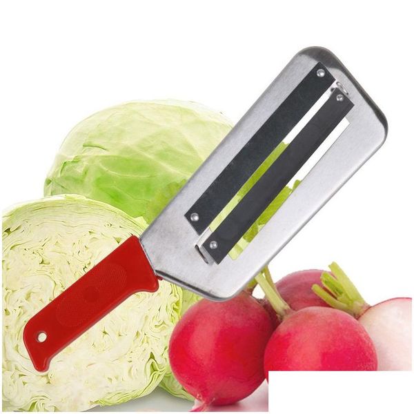 Obst Gemüse Werkzeuge Slicer Messer Küche Doppel 2 Klingen Slicing Fischschuppenreiniger Messer Kohl Drop Lieferung Hausgarten Esszimmer Dhxdx